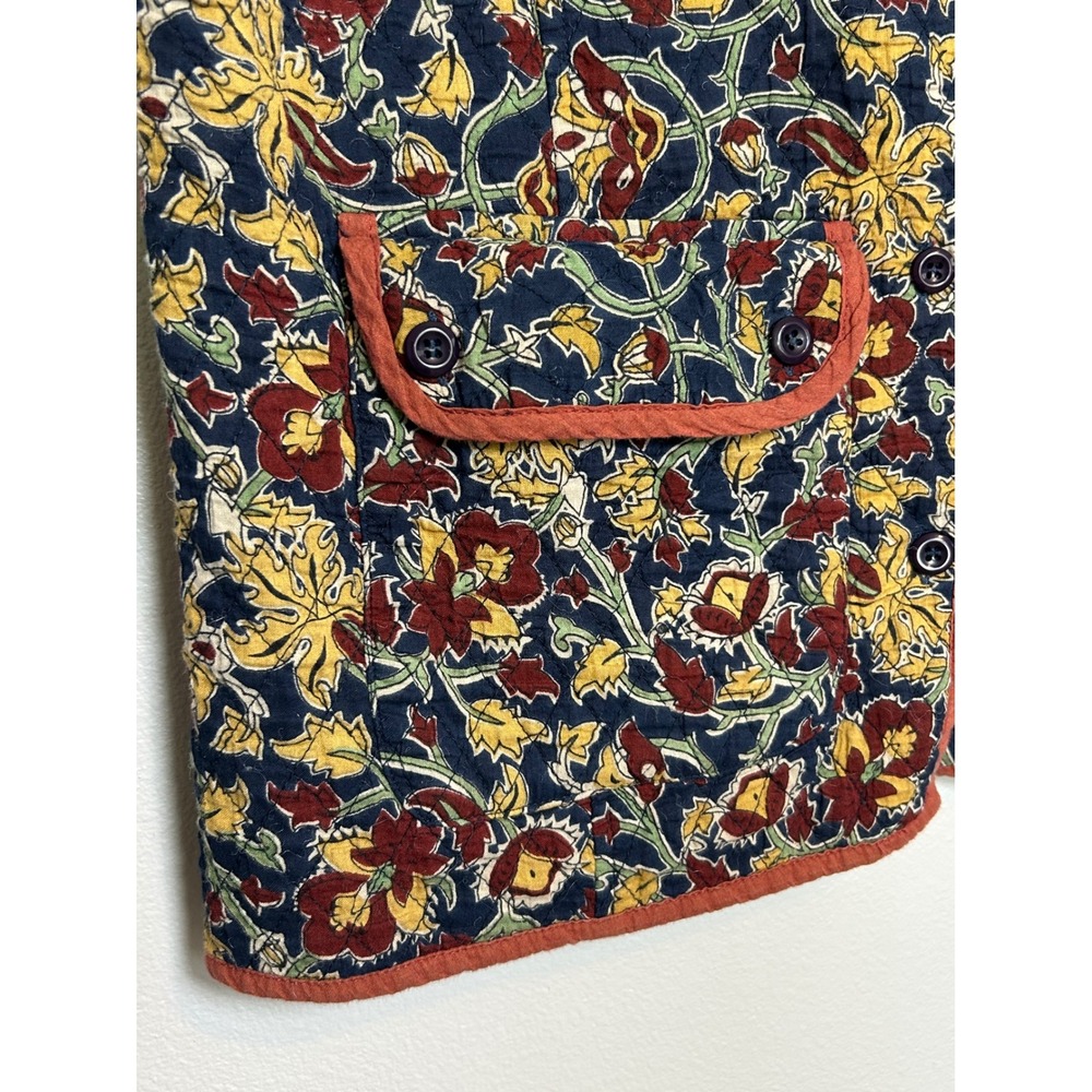 Citicraze Women's L Quilted Floral Cotton Vest Boho Cottagecore Button Front - Picture 2 of 6